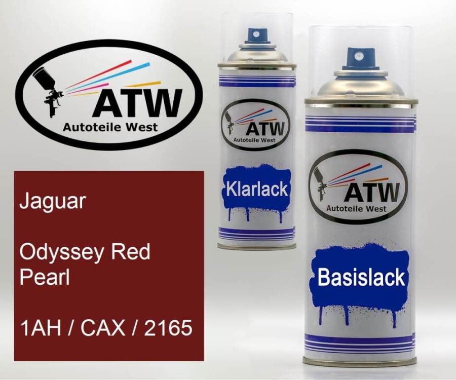 Jaguar, Odyssey Red Pearl, 1AH / CAX / 2165: 400ml Sprühdose + 400ml Klarlack - Set, von ATW Autoteile West.